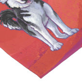 Husky in Santa Hat op Red Korte Tafelloper (Hoek)