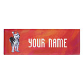 Husky in Santa Hat op Red Naambadge (Voorkant)