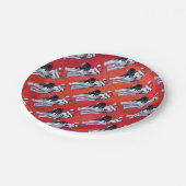 Husky in Santa Hat op Red Papieren Bordje (Gekanteld)