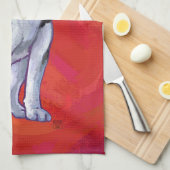 Husky in Santa Hat op Red Theedoek (Quarter Fold)