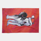 Husky in Santa Hat op Red Theedoek (Horizontaal)