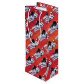 Husky in Santa Hat op Red Wijn Cadeautas (Achterkant Gekanteld)