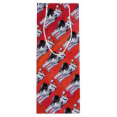 Husky in Santa Hat op Red Wijn Cadeautas (Achterkant)