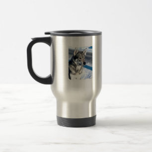 Husky in Snow Travel Mug Reisbeker