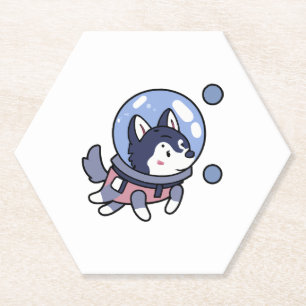 Husky in Space Puppy Hondenliefhebber Retro Kartonnen Onderzetters