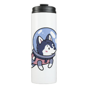 Husky in Space Puppy Hondenliefhebber Retro Thermosbeker