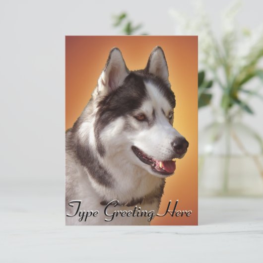 Husky Invitalized Siberian Husky Card Kaart (Staand voorkant)