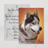 Husky Invitalized Siberian Husky Card Kaart (Voorkant / Achterkant)