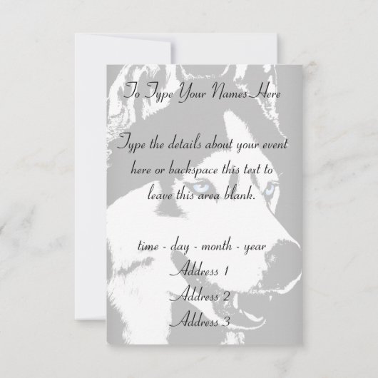 Husky Invitations Gepersonaliseerde Siberian Husky Kaart (Achterkant)