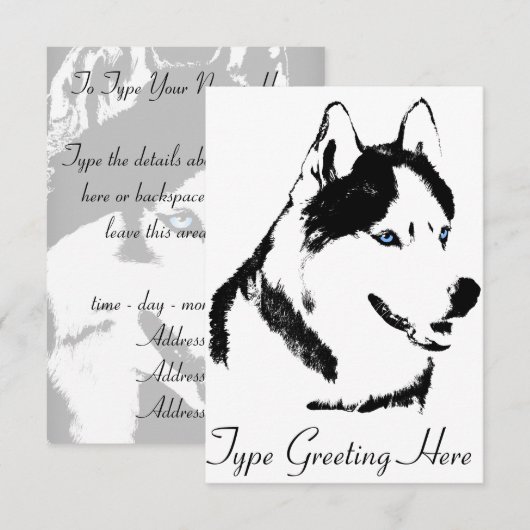 Husky Invitations Gepersonaliseerde Siberian Husky Kaart (Voorkant / Achterkant)