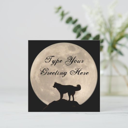 Husky Invitations Personalized Husky / Wolf Card Kaart (Staand voorkant)