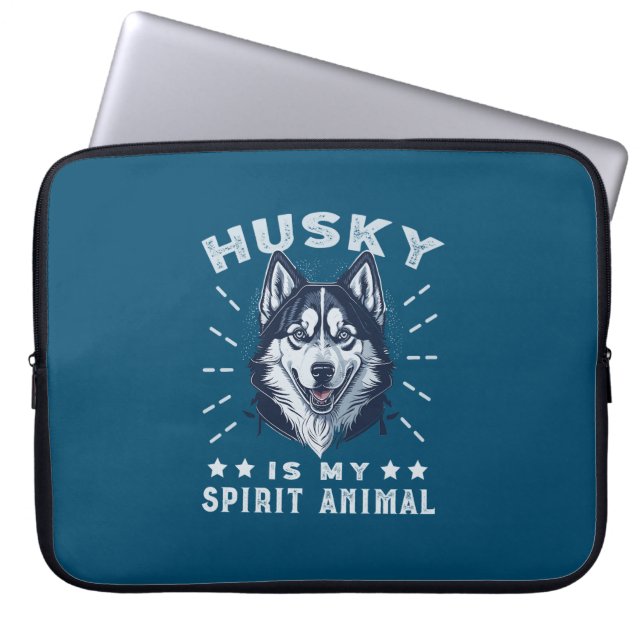 Husky is mijn geest dier majestueuze husky hond laptop sleeve (Voorkant)