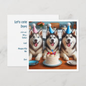 Husky kaart, Husky fotokaart, Husky hond verjaarda Kaart (Voorkant / Achterkant)