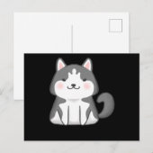 Husky | Kawaii Siberian Husky Hond Japanse Anime Feestdagenkaart (Voorkant / Achterkant)