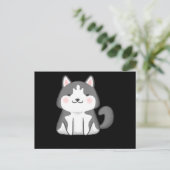 Husky | Kawaii Siberische Husky Hond Japanse Anime Feestdagenkaart (Staand voorkant)