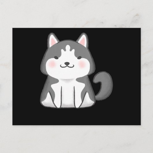 Husky | Kawaii Siberische Husky Hond Japanse Anime Feestdagenkaart (Voorkant)