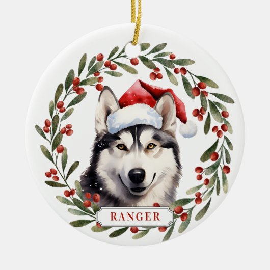Husky Keramische Cirkel Ornament (Voorkant)