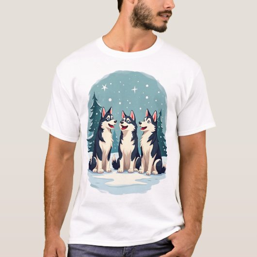 Husky Kerst Chor T-shirt (Voorkant)