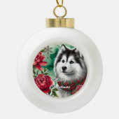 Husky Kerst Droom Ornament of Herdenking (Voorkant)