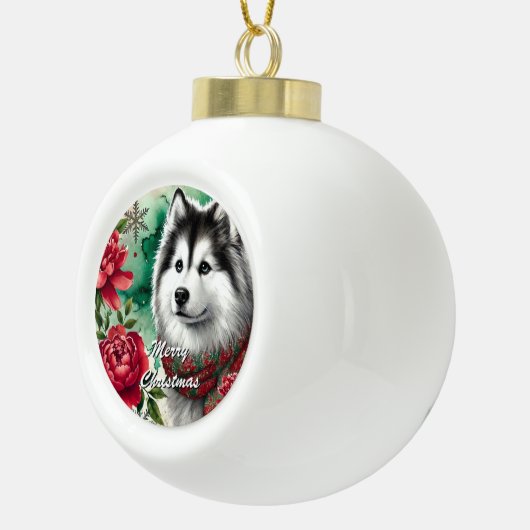 Husky Kerst Droom Ornament of Herdenking (Rechts)