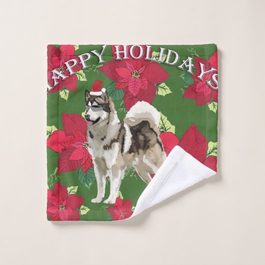 Husky Kerst handdoek Set (Wasdoekje)