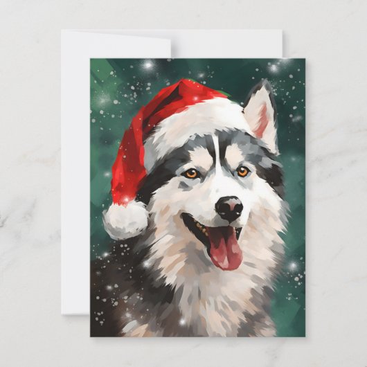 Husky Kerstborstel schilderij kunstwerk Feestdagenkaart (Voorkant)