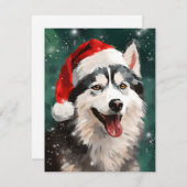 Husky Kerstborstel schilderij kunstwerk Feestdagenkaart (Voorkant / Achterkant)