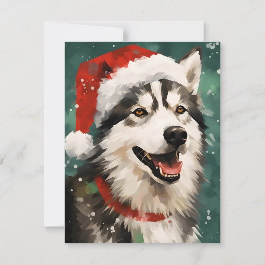 Husky Kerstborstel schilderij kunstwerk Feestdagenkaart (Voorkant)