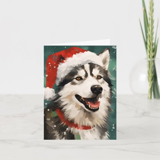 Husky Kerstborstel schilderij kunstwerk Kaart (Voorkant)