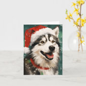 Husky Kerstborstel schilderij kunstwerk Kaart (Gele Bloem)