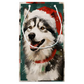 Husky Kerstborstel schilderij kunstwerk Klein Cadeauzakje (Achterkant)