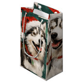 Husky Kerstborstel schilderij kunstwerk Klein Cadeauzakje (Voorkant Gekanteld)
