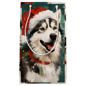 Husky Kerstborstel schilderij kunstwerk Klein Cadeauzakje (Voorkant)