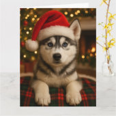 Husky Kerstkaart Kaart (Gele Bloem)
