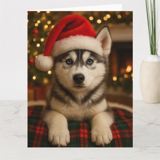 Husky Kerstkaart Kaart (Voorkant)