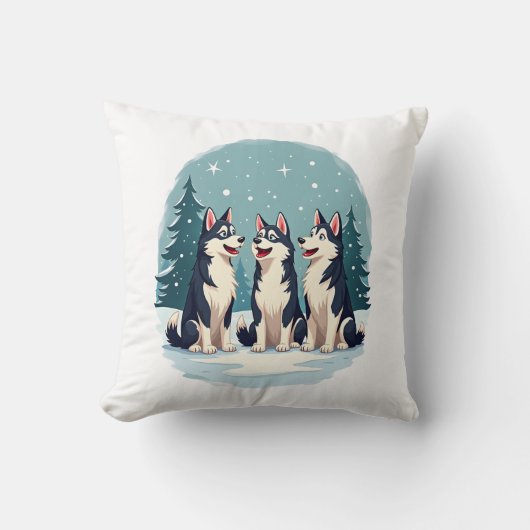 Husky Kerstkoor Kussen (Voorkant)