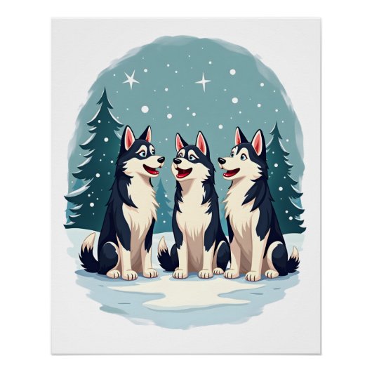 Husky Kerstkoor Perfect Poster (Voorkant)