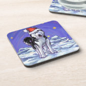 Husky Kerstmis Bier Onderzetter (Linkerzijde)