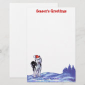 Husky Kerstmis Briefpapier (Voorkant / Achterkant)
