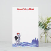 Husky Kerstmis Briefpapier (Staand voorkant)