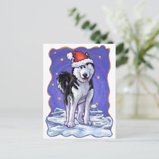 Husky Kerstmis Feestdagenkaart (Staand voorkant)