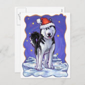 Husky Kerstmis Feestdagenkaart (Voorkant / Achterkant)