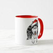 Husky Kerstmis – Festieve Winterhond Mok (Voorkant rechts)