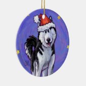Husky Kerstmis Keramisch Ornament (Rechts)