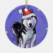 Husky Kerstmis Keramisch Ornament (Voorkant)