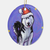 Husky Kerstmis Keramisch Ornament (Links)