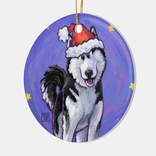 Husky Kerstmis Keramisch Ornament (Links)