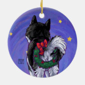 Husky Kerstmis Keramisch Ornament (Achterkant)