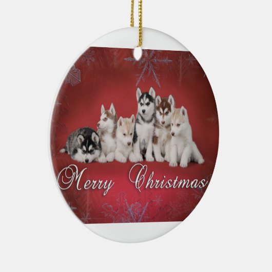Husky kerstmis keramisch ornament (Rechts)