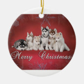 Husky kerstmis keramisch ornament (Voorkant)